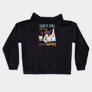 Just a Girl Who Loves Cats and Ramen Kids Hoodie